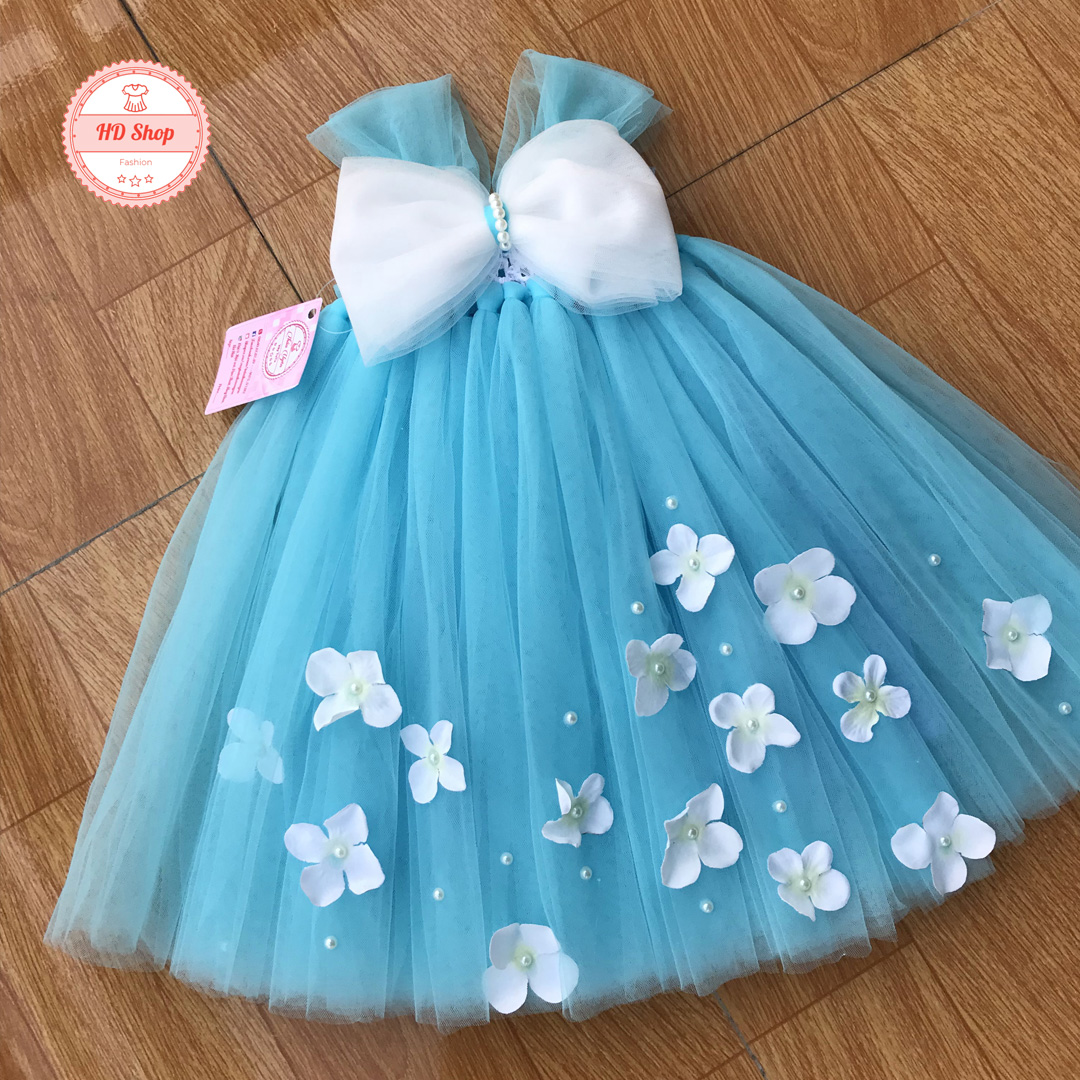 Đầm công chúa bé gái ️Đầm công chúa xanh thiên thanh cho bé gái siêu cute