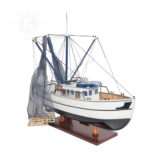 Mô Hình Thuyền Gỗ Shrimp Boat Dùng Để Trưng Bày Trang Trí Dài 63 Cm