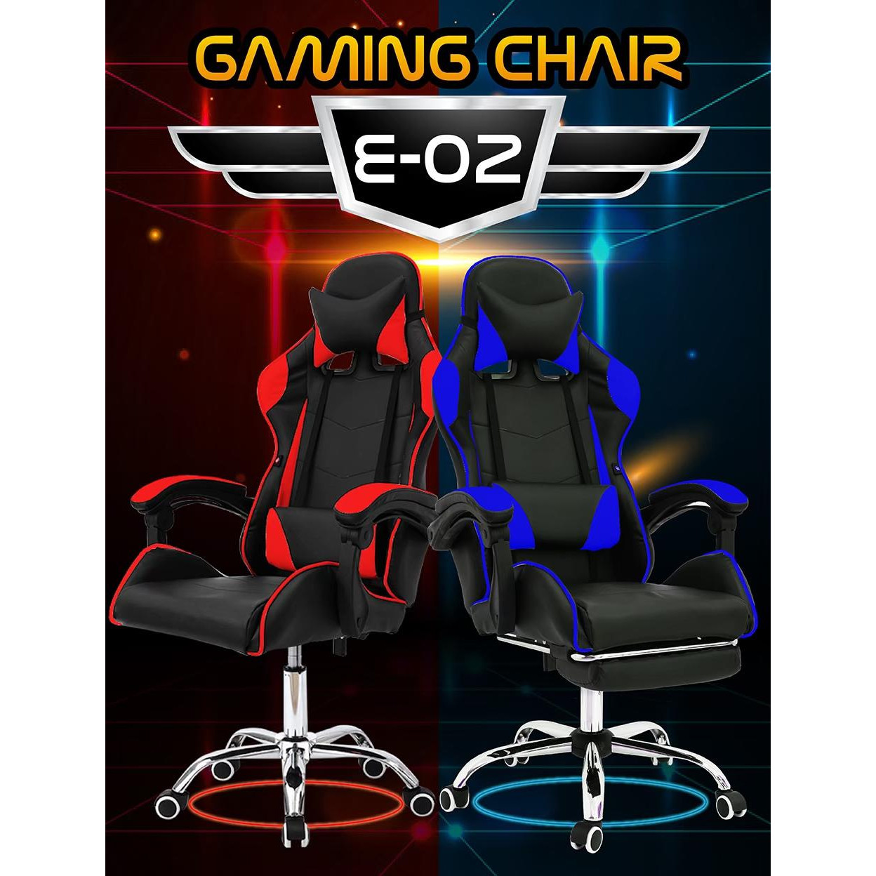 Ghế gaming  cao cấp chân xoay nghiêng ngả 360 độ, ngã 135 độ, có gác chân dành cho game thủ Mẫu E02 màu xanh lá  (Hàng nhập khẩu)