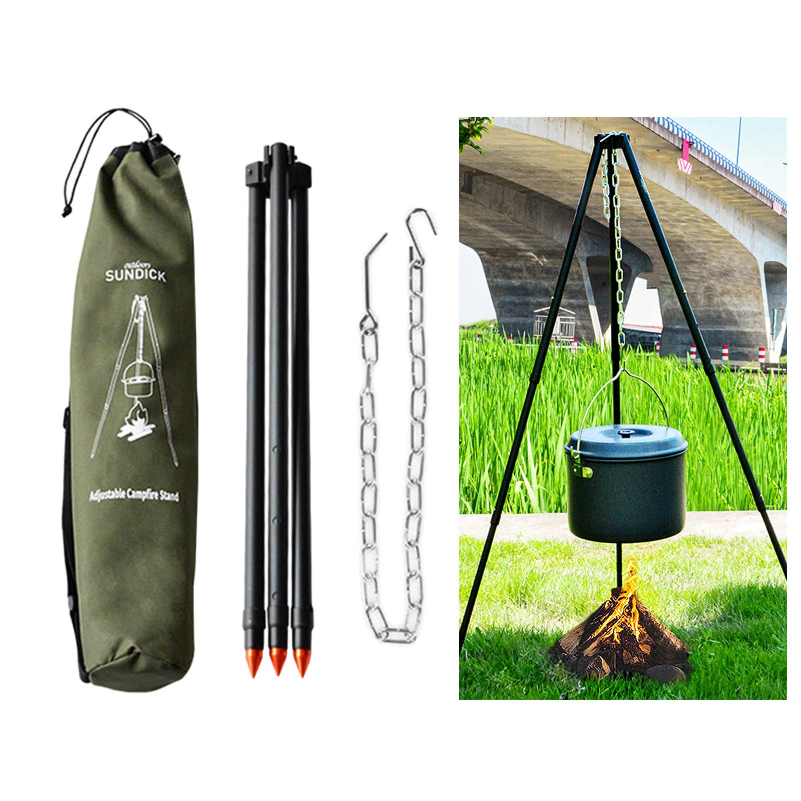 Camping Grill Tripod Outdoor Hanging Cooking Pot Stove Holder Picnic Tools
