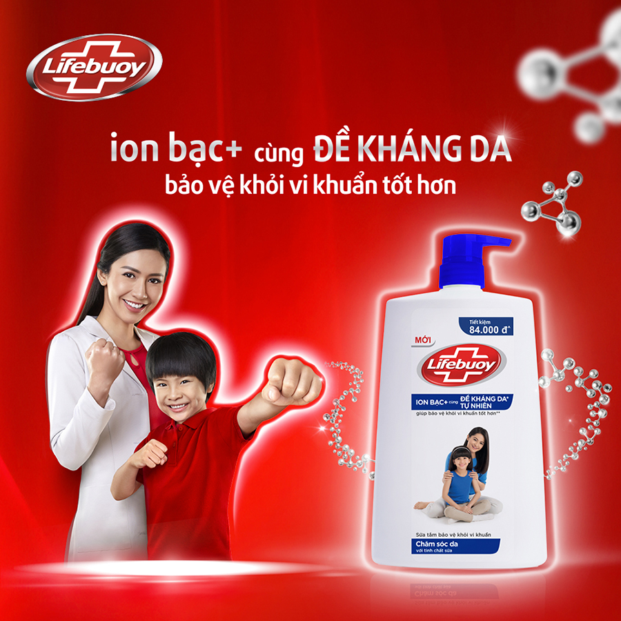 Sữa Tắm Lifebuoy Sạch Khuẩn Khỏi 99.9% Vi Khuẩn Gây Bệnh Chăm Sóc Da Với Ion Bạc+ Hỗ Trợ Đề Kháng Da Tự Nhiên Chai 1100G