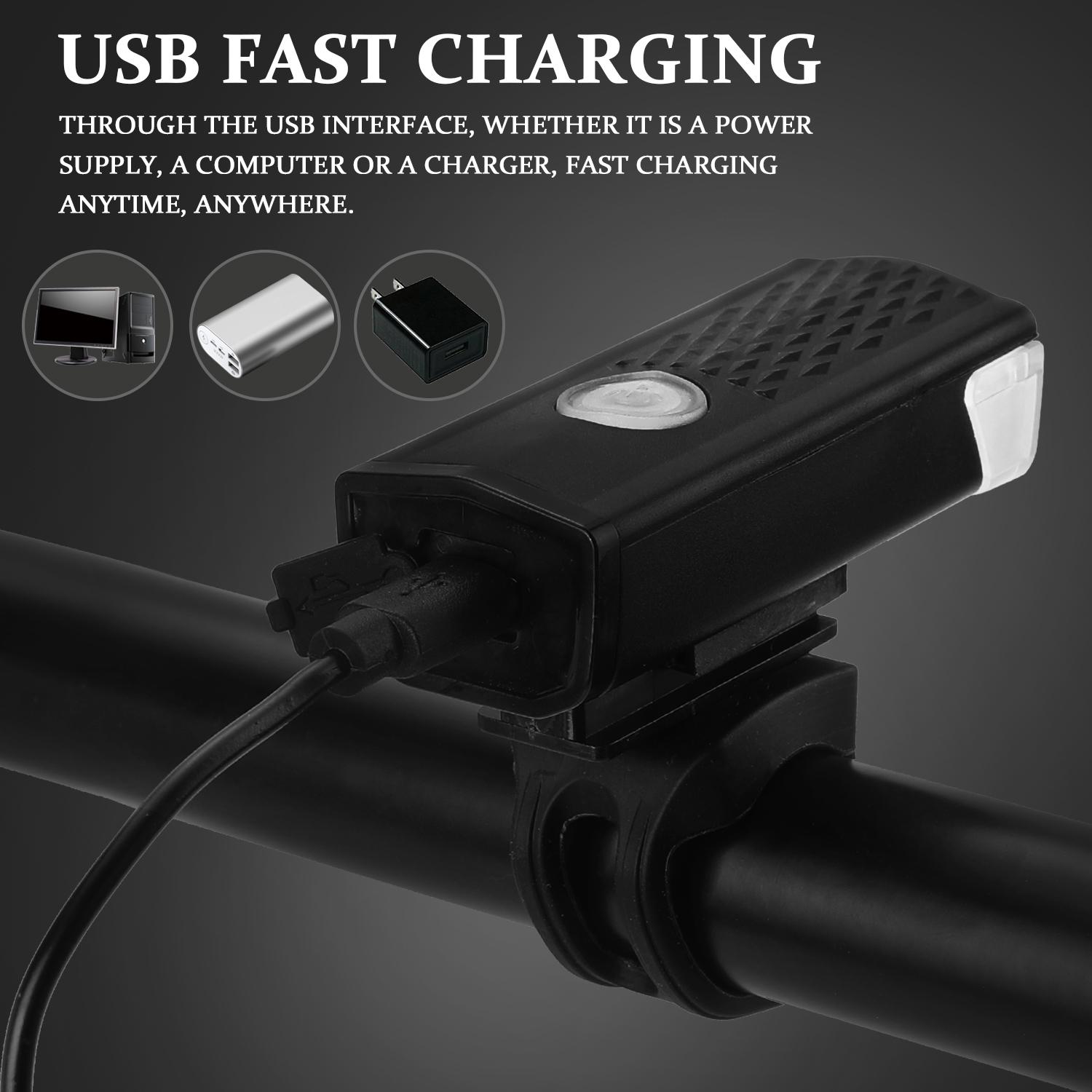 Đèn xe đạp phía trước không thấm nước, có thể sạc lại, khung xoay 360 độ, 3 chế độ chuyển đổi