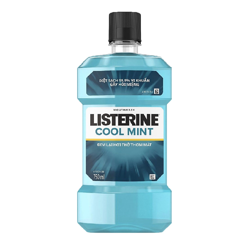 Combo 3 Nước Súc Miệng Hương Bạc Hà Listerine Cool Mint (750ml/Chai)+Tặng Vỉ đôi bàn chải Okamura Asahi