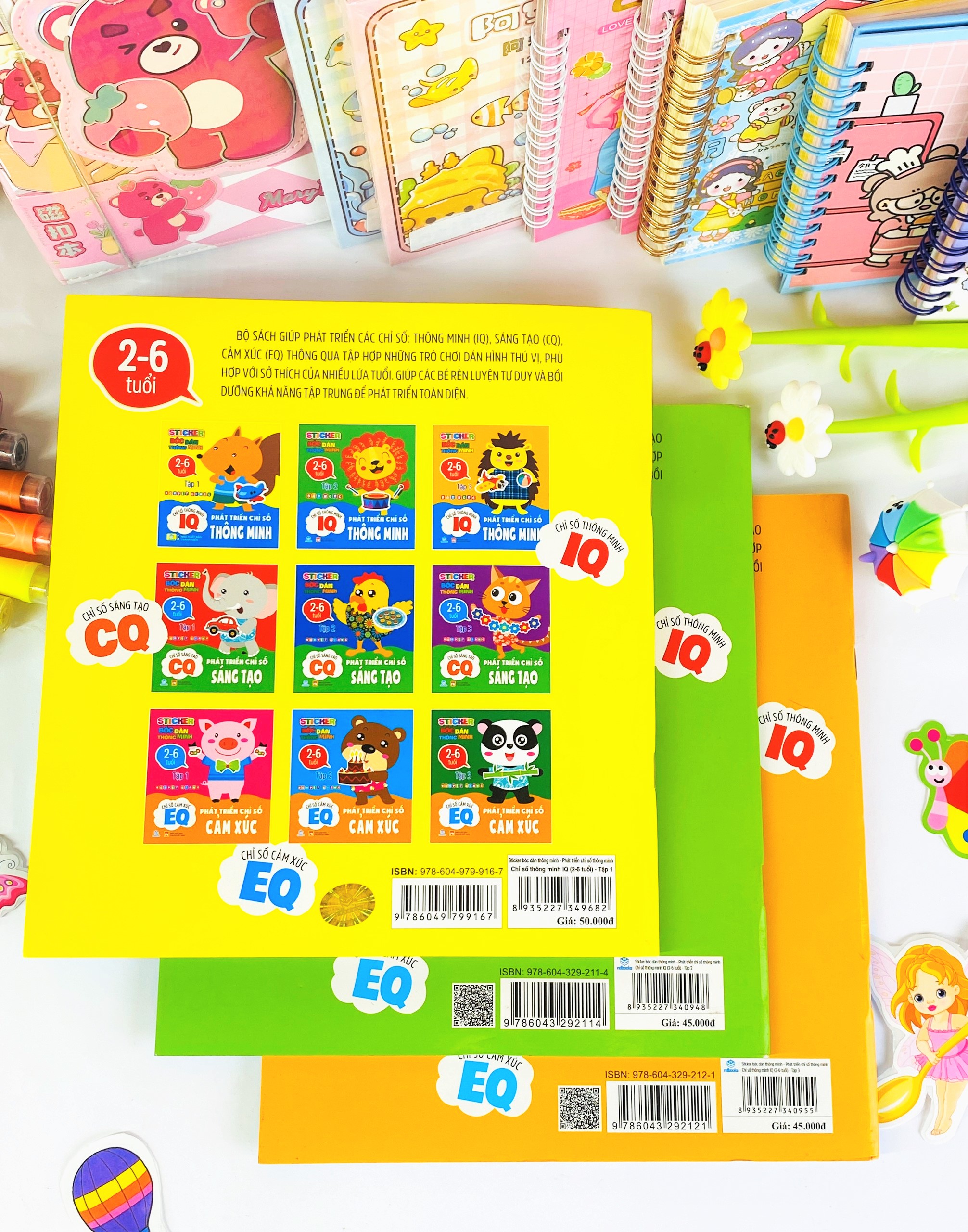 Combo 3 cuốn Sticker bóc dán thông minh IQ