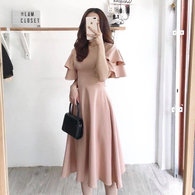 Đầm váy bo eo tay bèo 4 màu