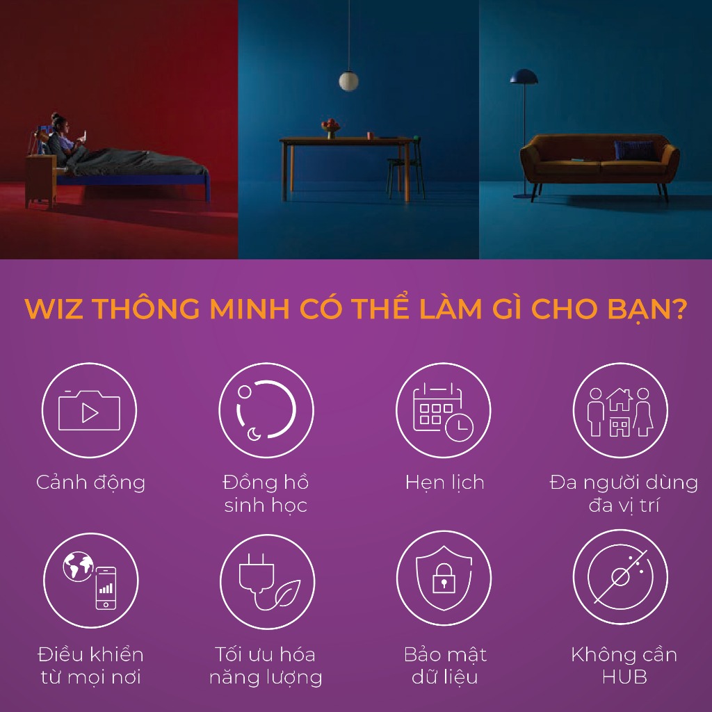 Combo 4 đèn LED âm trần thông minh WiZ Downlight Full Color 16 triệu màu Wifi &amp; Matter, Hàng Chính Hãng, Bảo hành 1 Năm