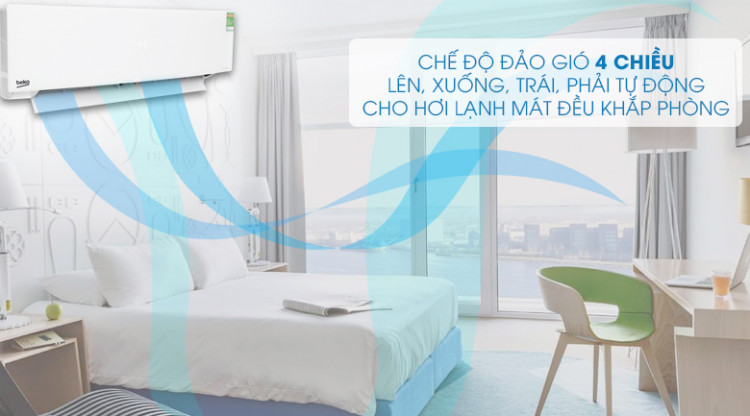 Chế độ đảo gió 4 chiều - Máy lạnh Beko Inverter 1 HP RSVC10AV