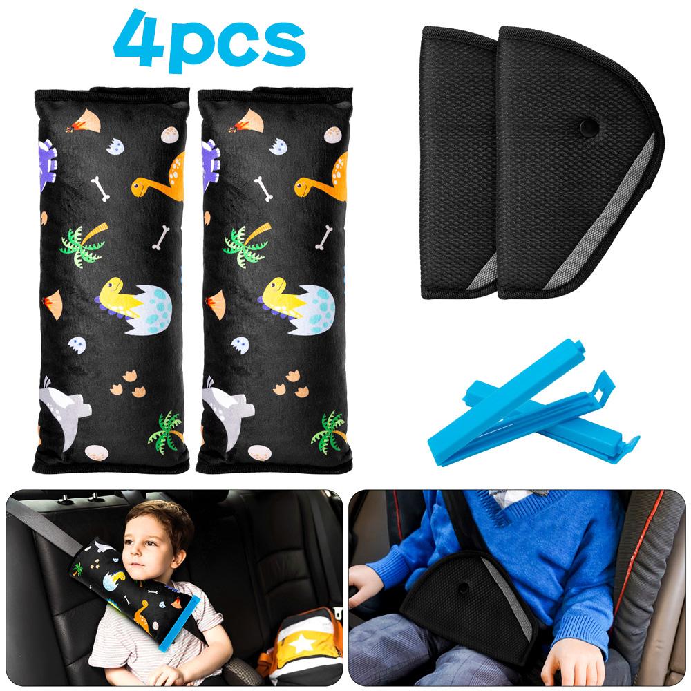 4 Dây Đai An Toàn Gối Khủng Long Dây An Toàn Xe Hơi Có Với Kẹp Cho Bé Điều Chỉnh Vai Đai An Toàn Gối Tựa Đầu Cổ tấm Bảo Vệ