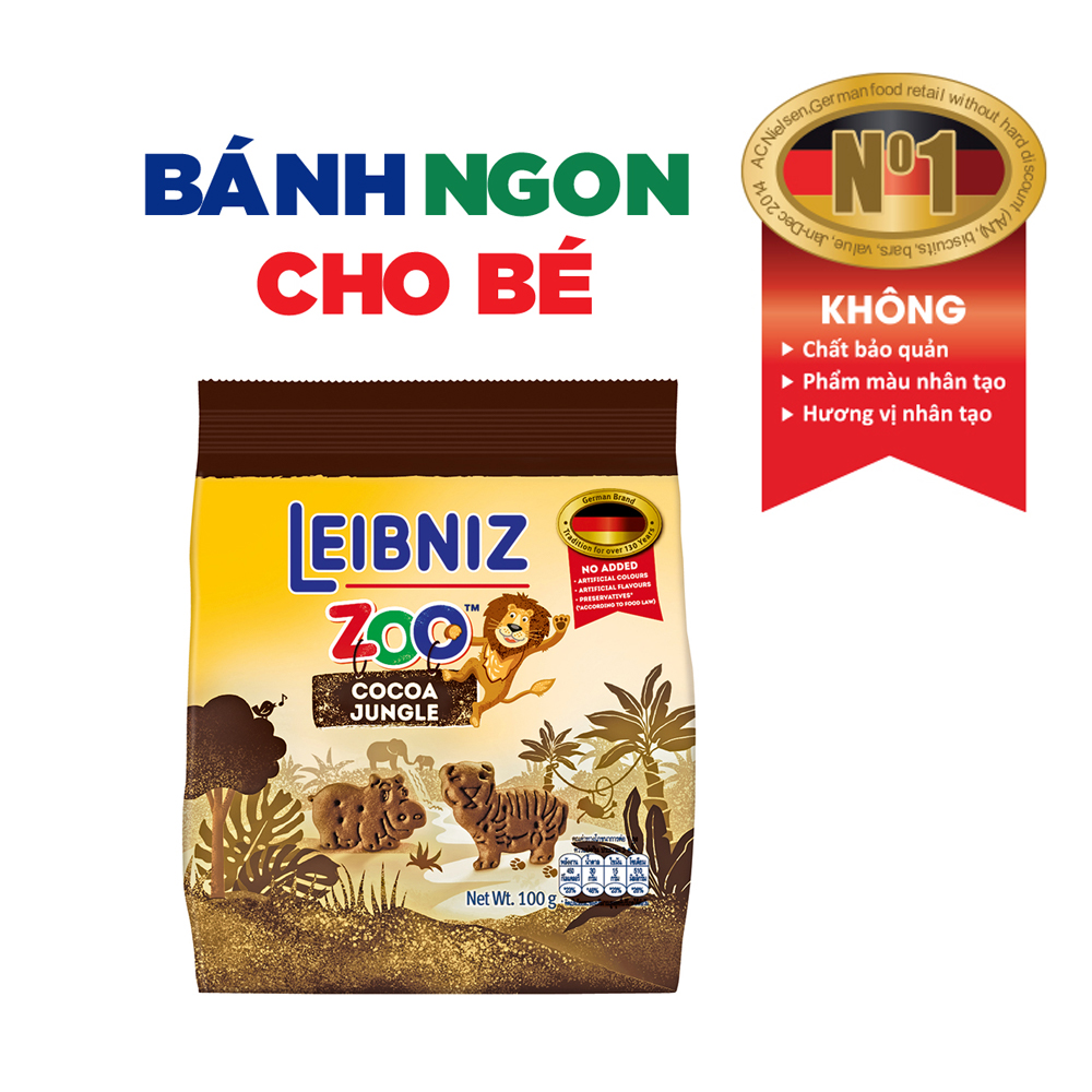 Bánh quy ca cao hình thú rừng nhiệt đới Bahlsen Zoo (100g)