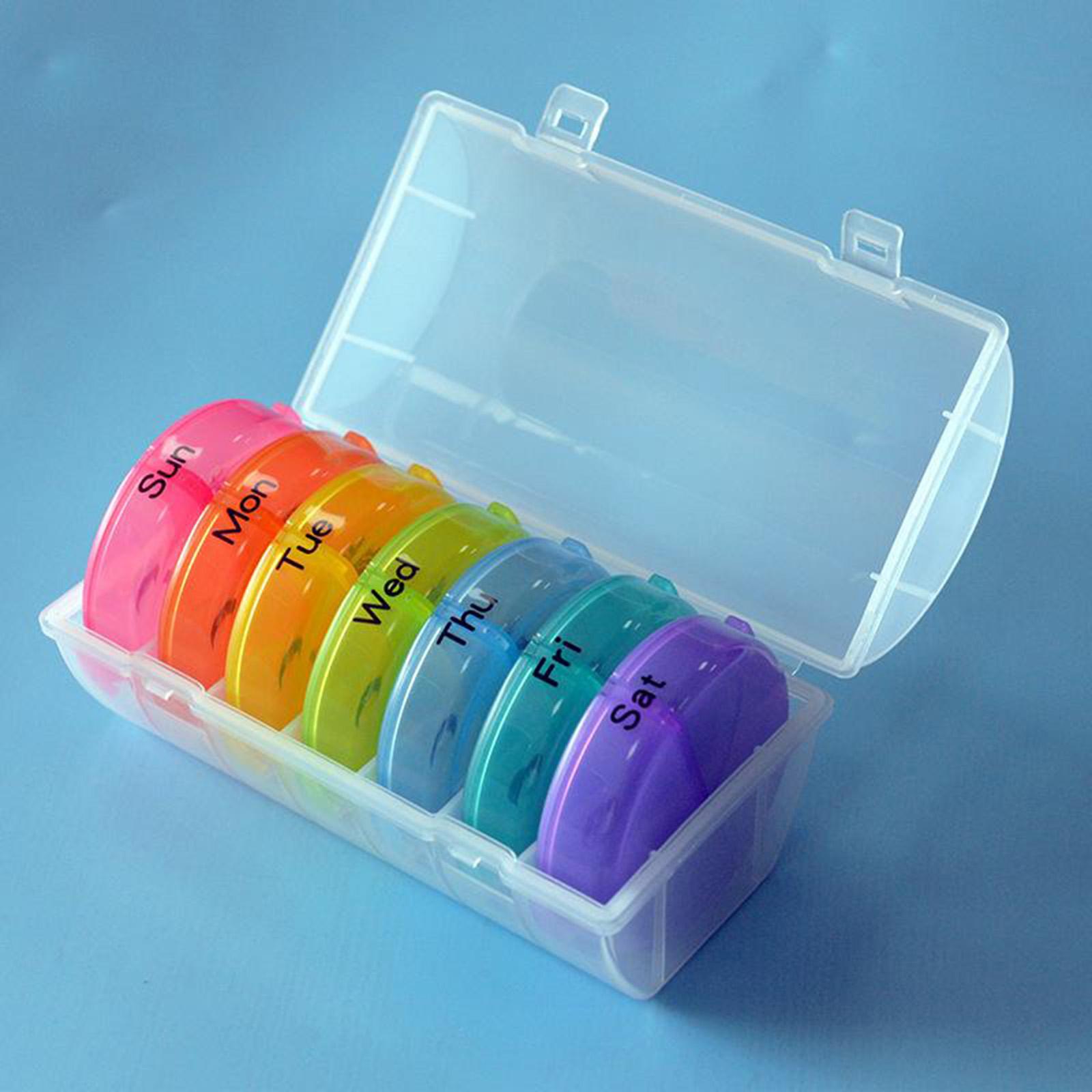 Rainbow Design Portable Seven-Day Pill Box Medicine Case Organiser for Vitamins Fish Oil