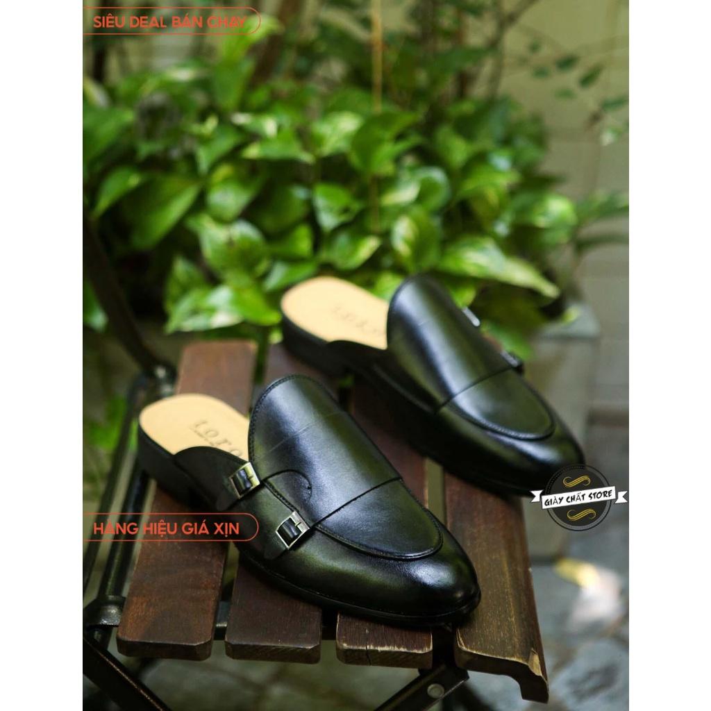 Giày sục nam cao cấp da Pu Pu bảo hành 12 tháng kiểu dáng Double Monk Strap Slipper - Mã T32 B2