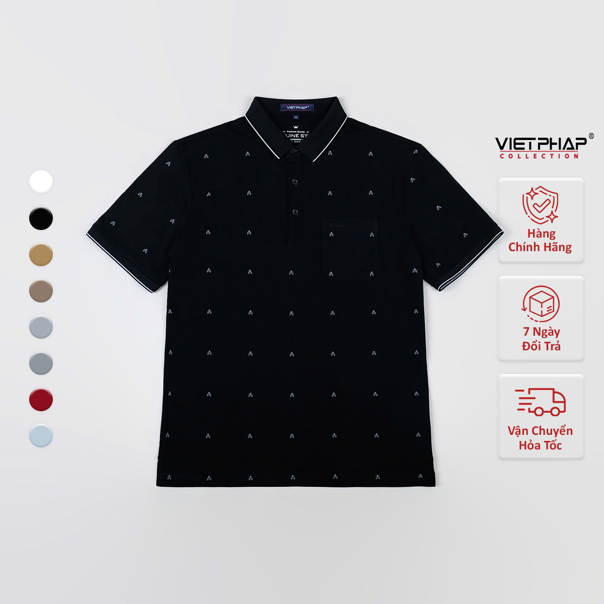 Áo Polo Nam VIỆT PHÁP Form Luxury - Thun 4 Chiều Lạnh , lịch lãm, sang trọng 36549