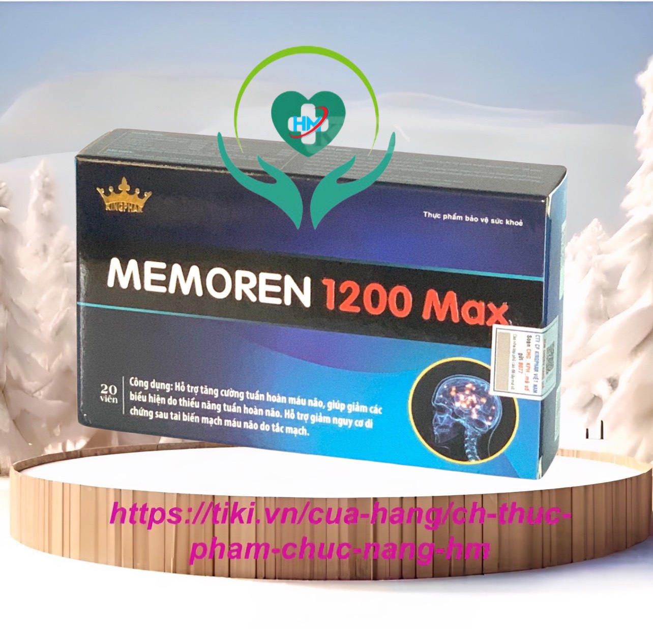 Viên uống Memoren 1200 Max Kingphar, hộp 30v, tăng tuần hoàn não, giảm đau đầu, cổ vai, gáy