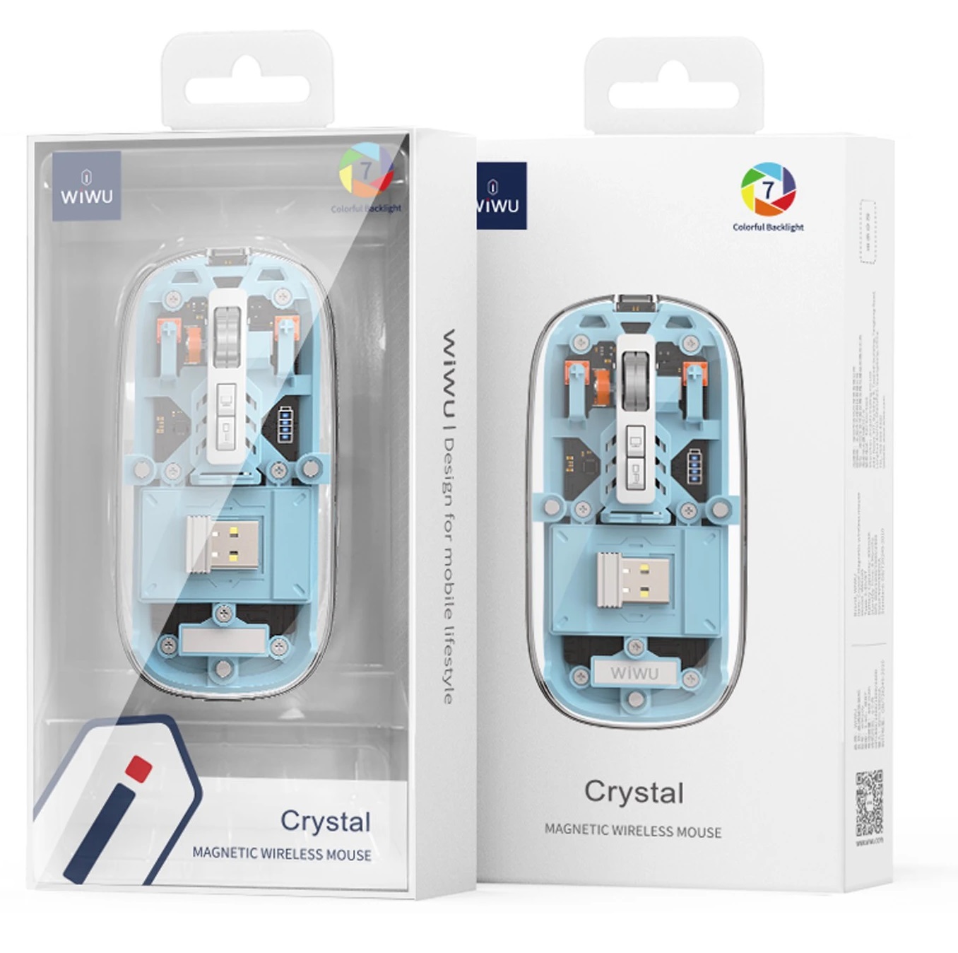 Chuột Không Dây Sothing WIWU Crystal WM105, Thiết Kế Trong Suốt Có Chế Độ Dual BT + 2.4G Kết Nối 3 Thiết Bị Cùng Lúc- Hàng Chính Hãng