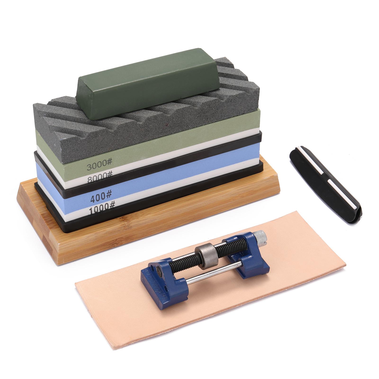 400#/1000# 3000#/8000# Premium Whetstone Cut Sharpening Stone Set Sharpener for All Blade Non Slip Base Cutter Sharpener