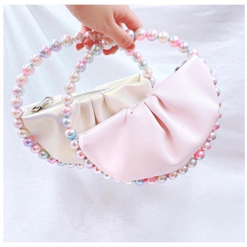 Clutch thời trang đi tiệc- túi xách bán nguyệt ngọc sang chảnh cao cấp