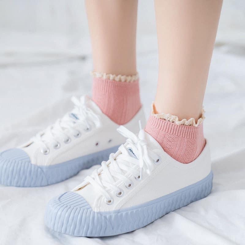Set 10 Đôi Tất, vớ nhún cổ bèo nữ cao cổ phong cách Hàn Quốc,cao cấp, chất liệu cotton, có nhiều màu