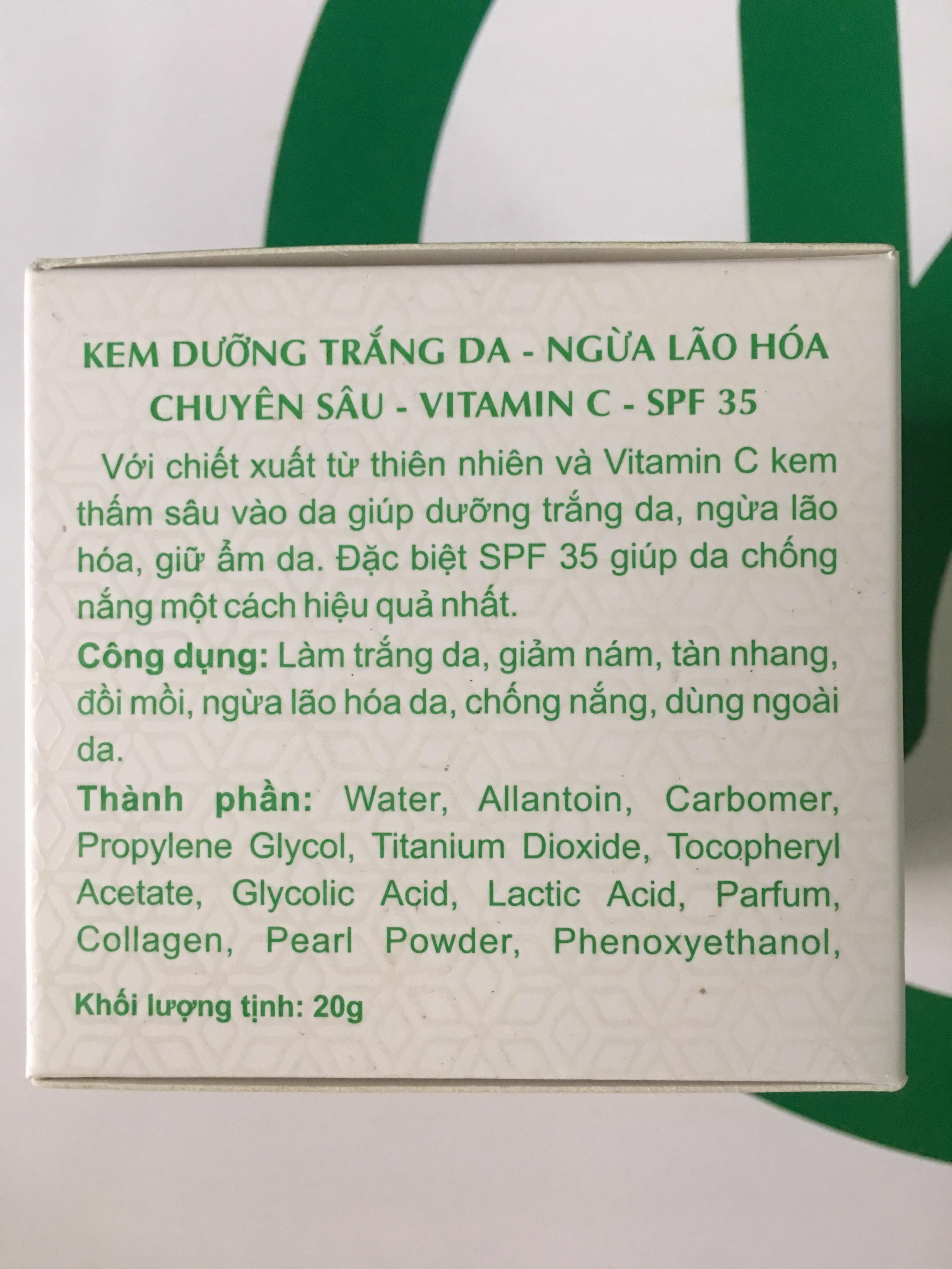 KEM DƯỠNG TRẮNG DA -  NGỪA LÃO HOÁ CHUYÊN SÂU – VITAMIN C – SPF 35-K5