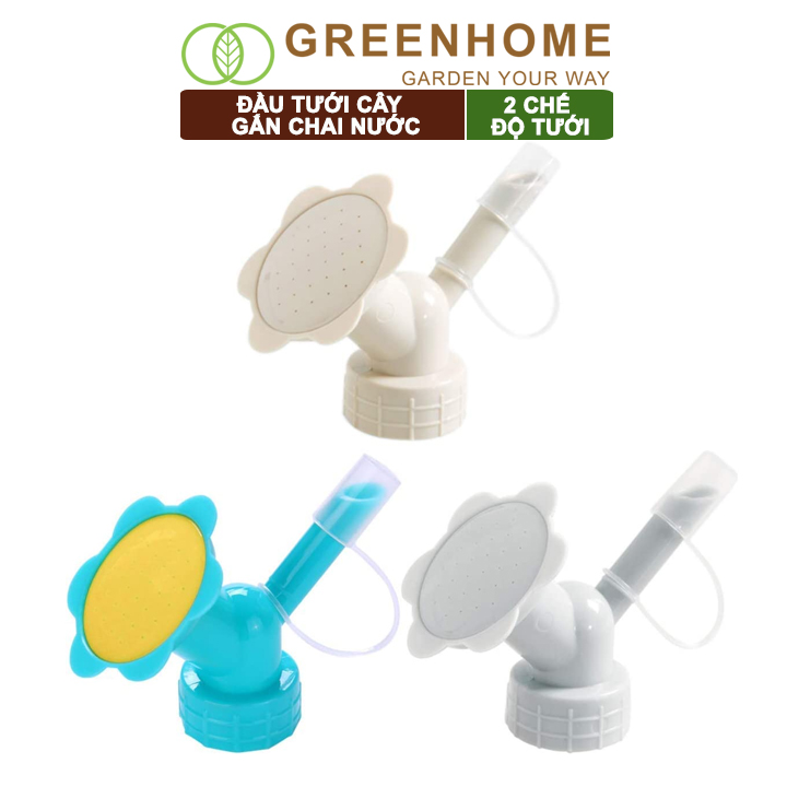 Đầu vòi tưới cây gắn chai nước, 2 chế độ tiện lợi, có nắp đậy |Greenhome