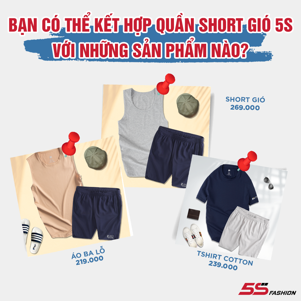 Quần Short Nam 5S (5 Màu) Vải Gió Siêu Mềm, Siêu Nhẹ, Dáng Thể Thao, Phong Cách Trẻ Trung