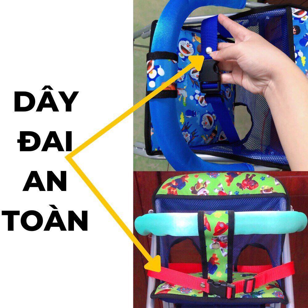 Ghế ngồi xe số có dây an toàn cho bé , GHẾ SỐ XẾP SẮT SƠN TĨNH ĐIỆN CÓ DÂY ĐAI