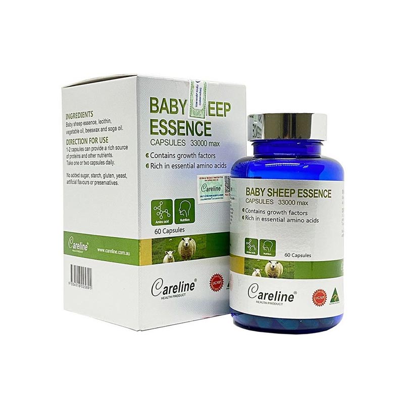 Viên Uống Nhau Thai Cừu Úc Baby Sheep Essence CareLine - Giúp Da Trắng Hồng, Giảm Thâm Nám (60-100 Viên)