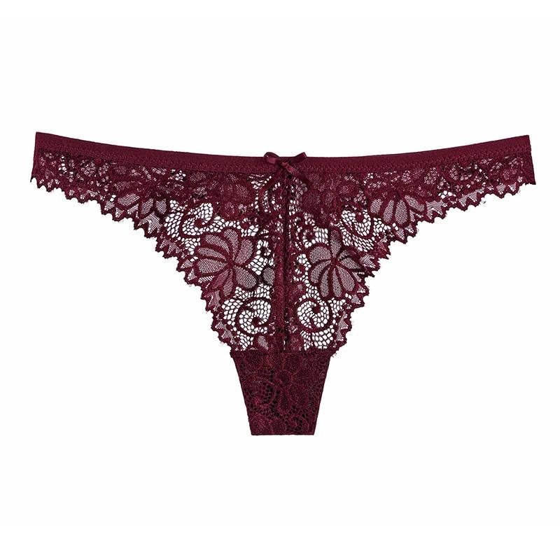 Lace Thong Women Hollow Out Sexy G String Embroidery Floral Panties Low Waist Underwear Close Breathable M-XL