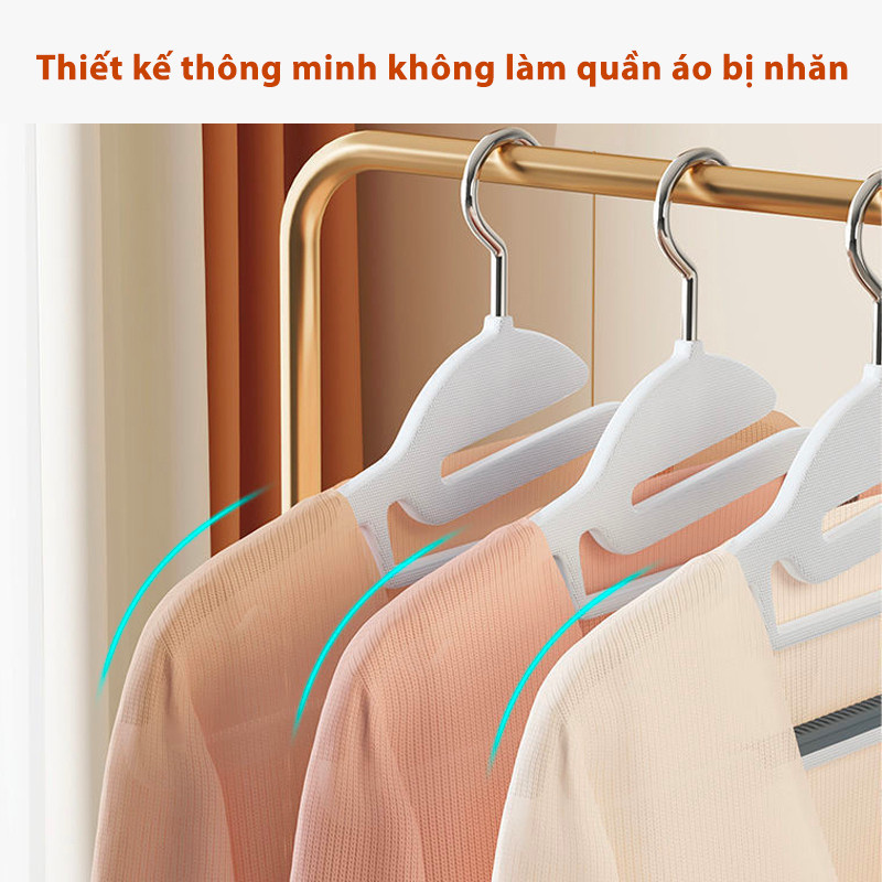 Combo 5 Móc Treo Quần Áo Chống Trượt, Biến Dạng Quần Áo, Móc Áo Nhựa Cao Cấp Chịu Tải Lớn Xoay 360 - Chính Hãng