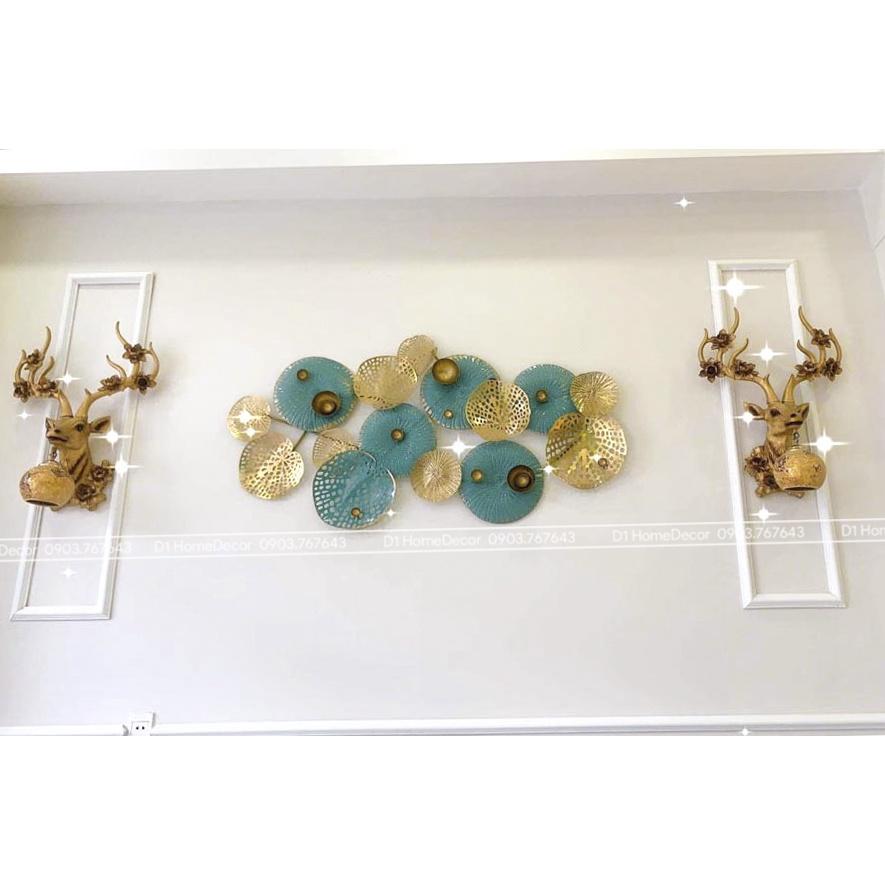 Tranh Sắt Treo Tường Nghệ Thuật,Tranh Decor Trang Trí Hoạ Tiết Lá Sen-Vật Trang Trí Tường Kim Loại-Phong Cách Mới