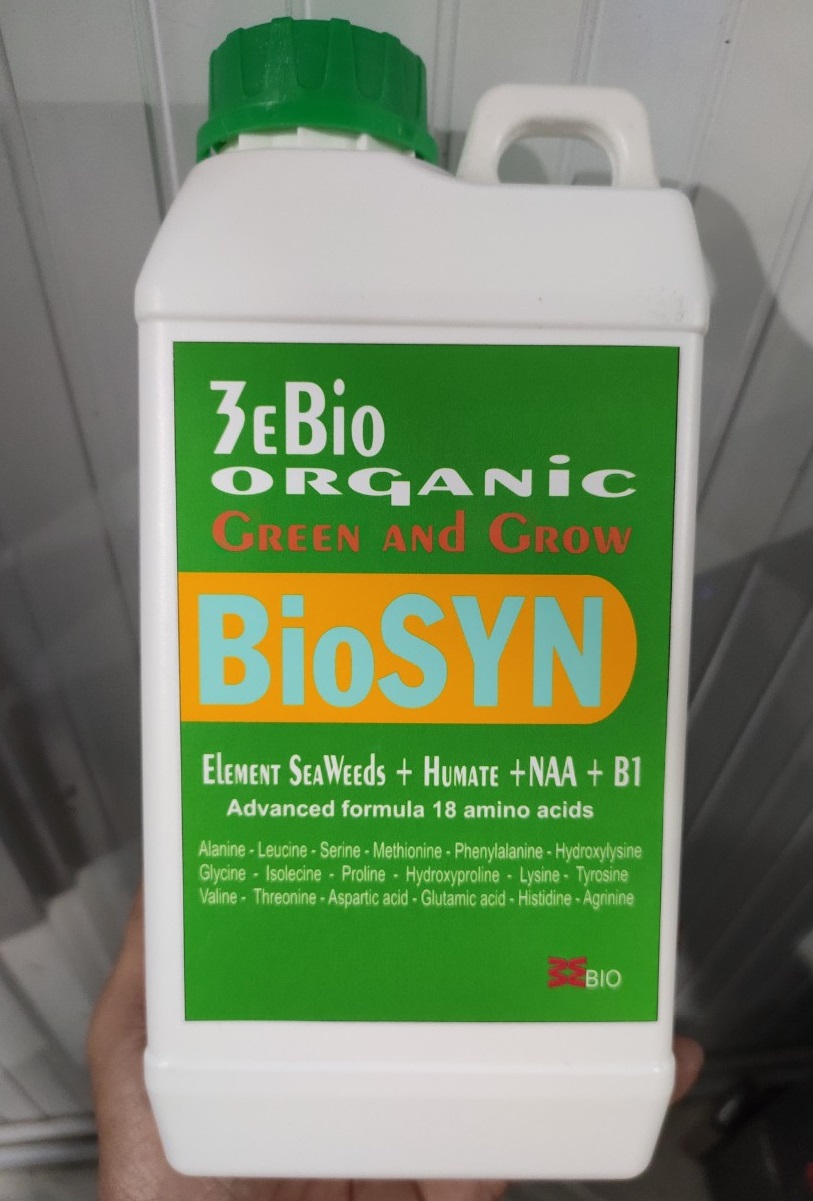 Phân bón sinh học hữu cơ Bio Syn - giải độc cây trồng - phục hồi cây suy yếu - cây phát triển mạnh - dùng được cho tất cả loại cây trồng - chai 1 lít