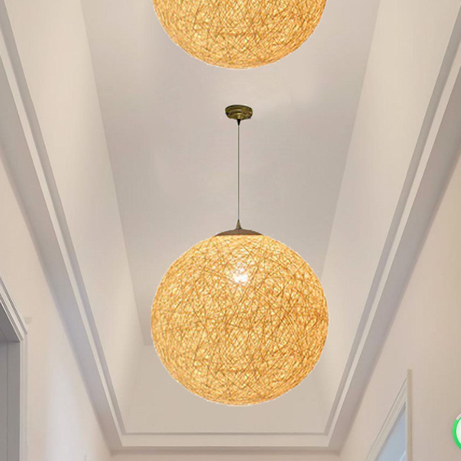 Rattan Ball Lantern Pendant Lamp Chandelier Hanging Light for Farmhouse