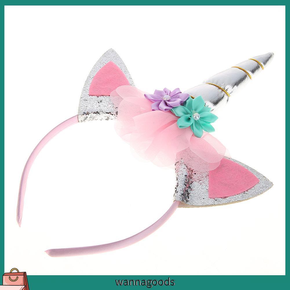 Băng Đô Cài Tóc Hình Sừng Kỳ Lân Đính Kim Sa Cho Bé