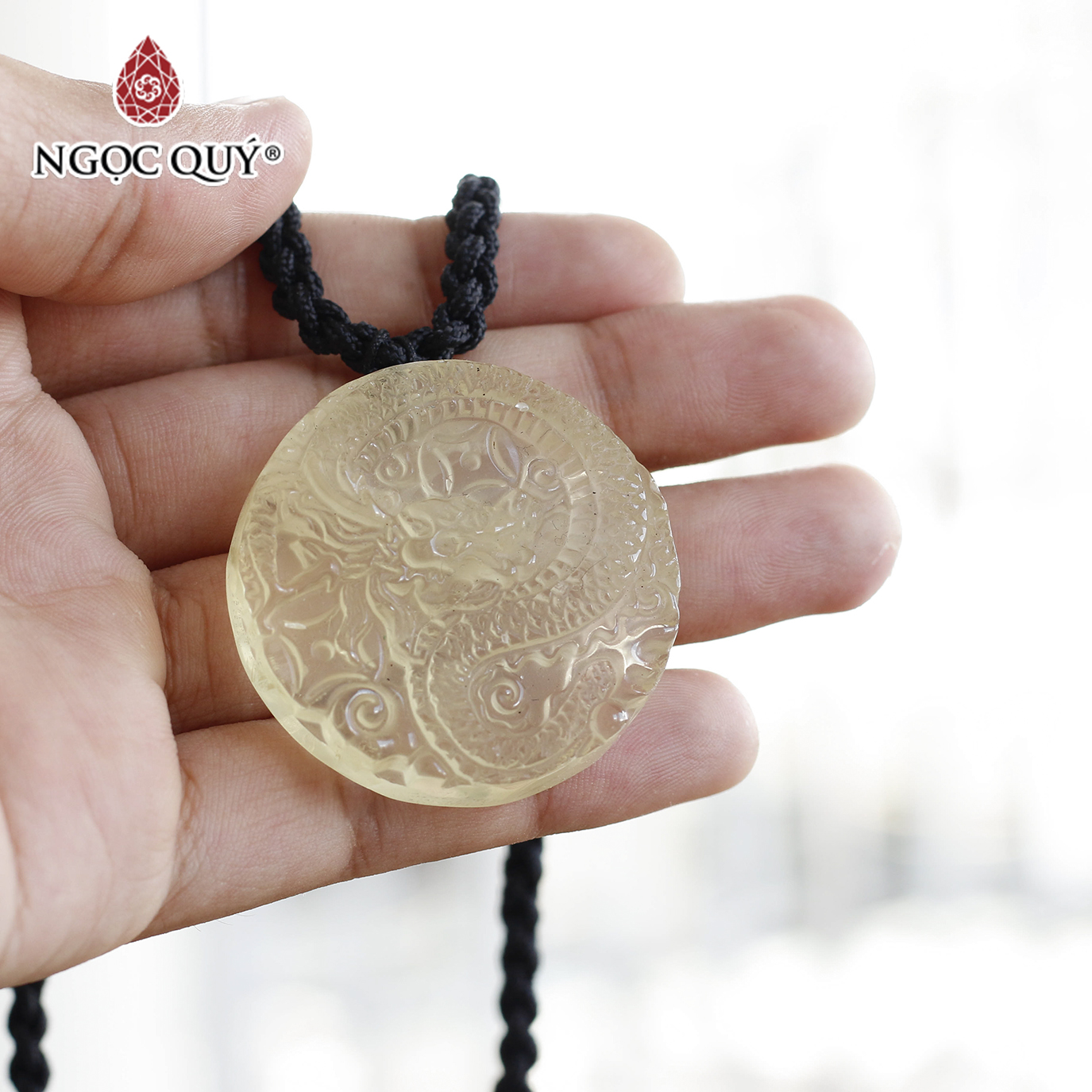 Mặt dây chuyền rồng thạch anh vàng mệnh thủy kim - Ngọc Quý Gemstones