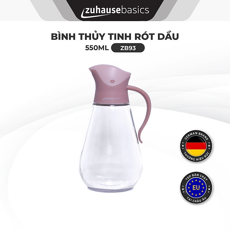 Bình thủy tinh rót dầu Zuhause basics ZB93 550ml- hàng chính hãng