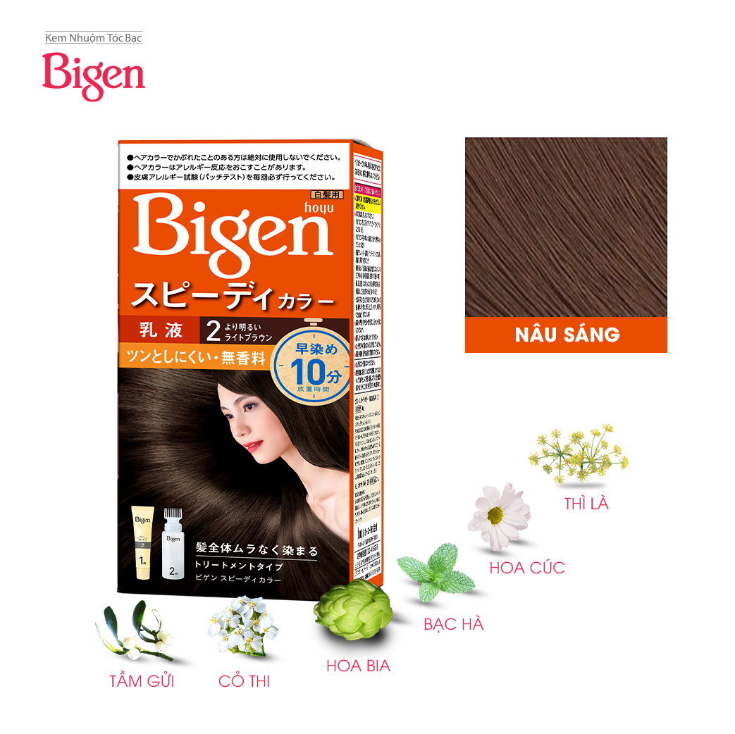 Thuốc nhuộm dưỡng tóc phủ bạc thảo dược Bigen Nhập Khẩu 100% Nhật Bản Speedy Color Milky 80ml dạng kem