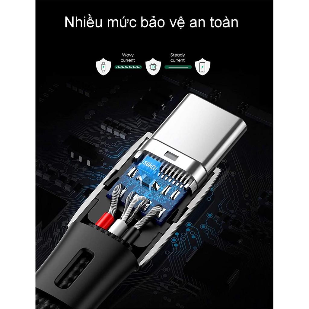 Cáp sạc nhanh USB 2.0 sang USB type C UGREEN US330 hỗ trợ dòng sạc 3A dạng dẹt dài 1m - Hàng Nhập Khẩu