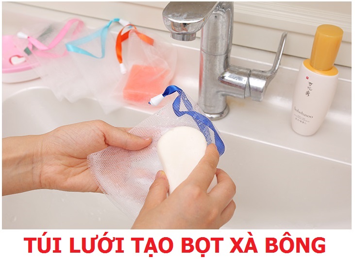 Túi Lưới Đựng Xà Bông Tạo Bọt Thần Thánh Dày 2 Lớp Có Dây Treo Siêu Đẹp, Siêu Tiện Dụng - Organicmarket