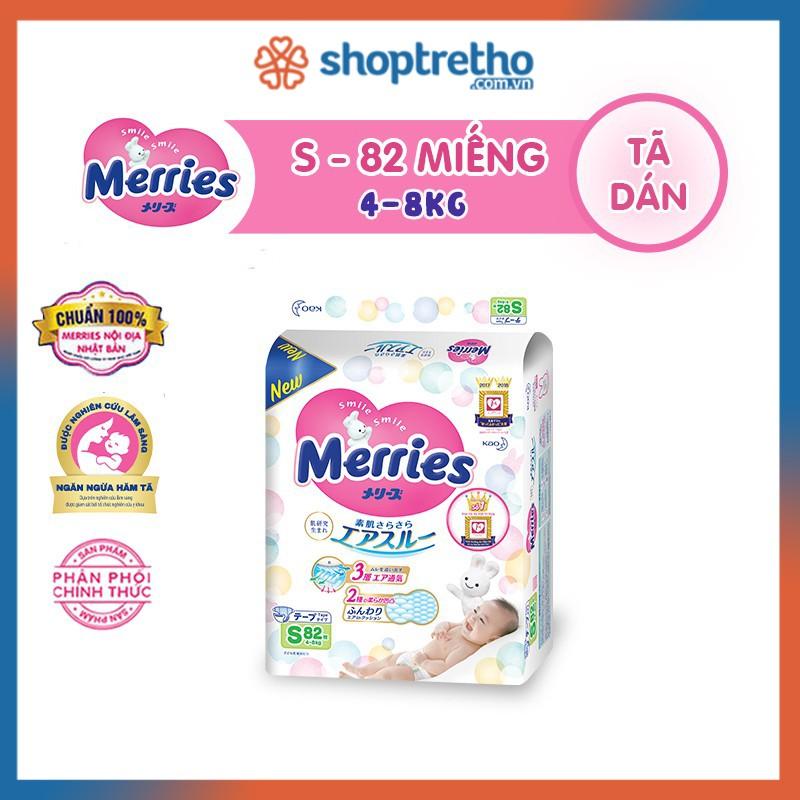 Bỉm dán Merries S82 Nhật Bản (4-8kg) - 1 bịch 82 miếng