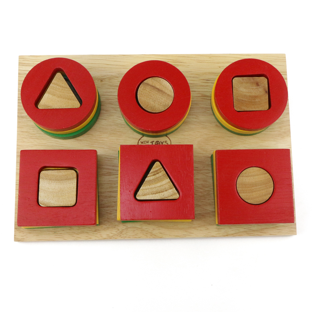 Đồ chơi thả hình hình khối, Bộ xếp 6 cọc - Đồ chơi gỗ Winwintoys