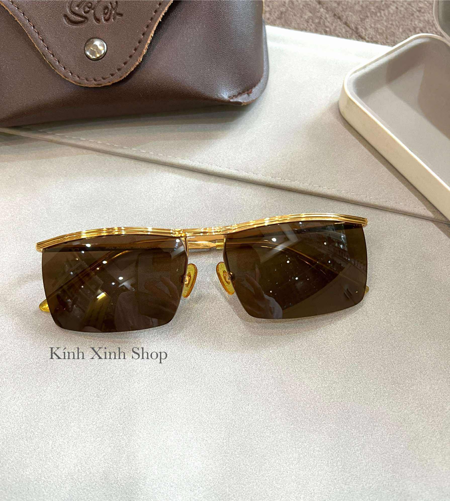 Kính râm nam Solex Amor nửa viền càng nhỏ cao cấp mạ vàng 14K Tặng Fullbox phụ kiện