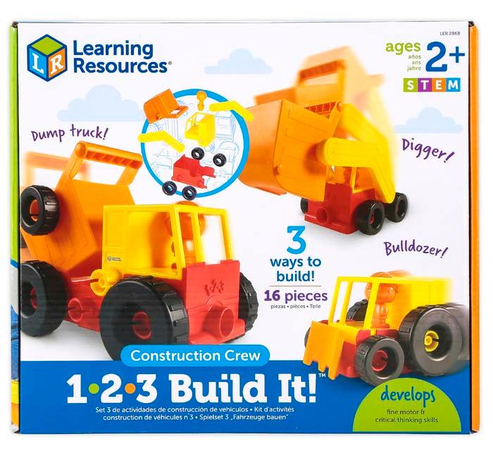 Learning Resources Bộ đồ chơi xây dựng máy móc công trường - 1-2-3 Build it! Construction Crew