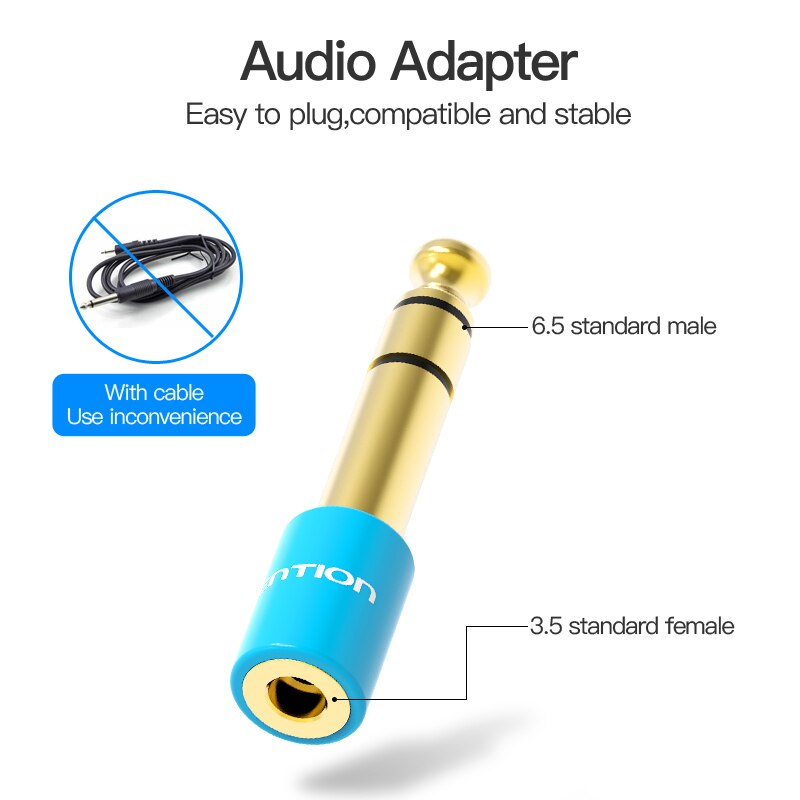 Đầu chuyển Audio 6.5mm (M) sang 3.5mm (F) Vention VAB-S01-L - Hàng chính hãng