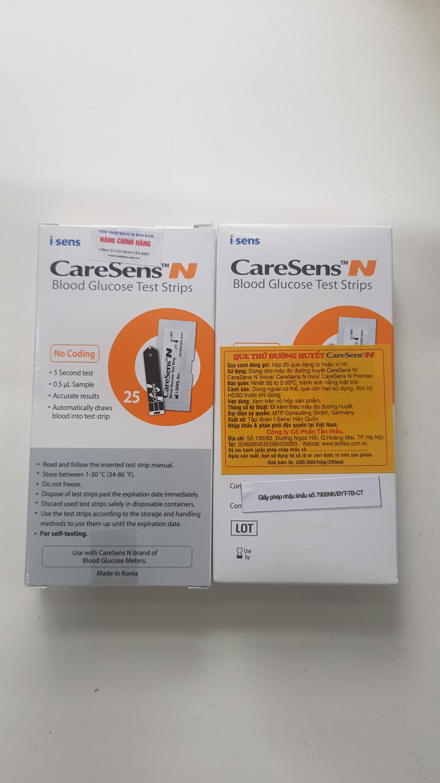 Que thử đường huyết CareSens N (vỉ 25 que) - thương hiệu Hàn Quốc