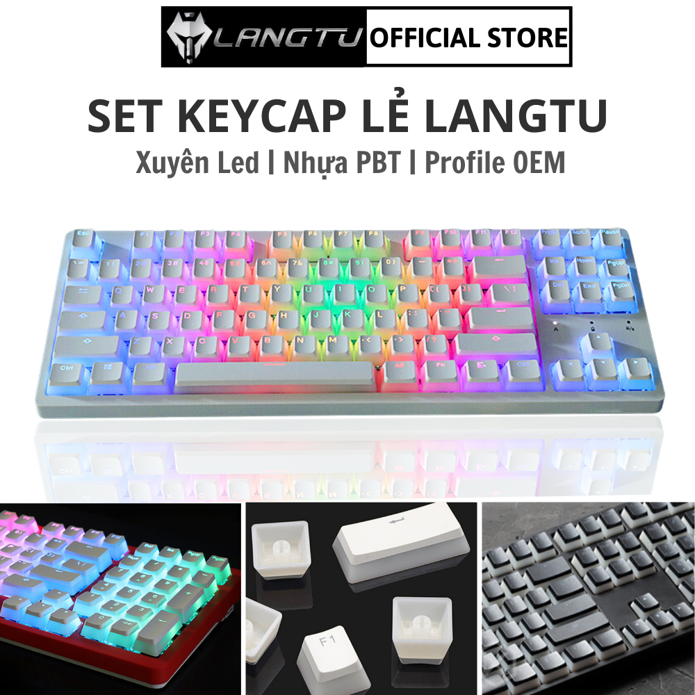 Phím Keycap Lẻ Xuyên Led Pudding Langtu Profile OE.M Chất Liệu PBT Đen Trắng Hàng Chính Hãng