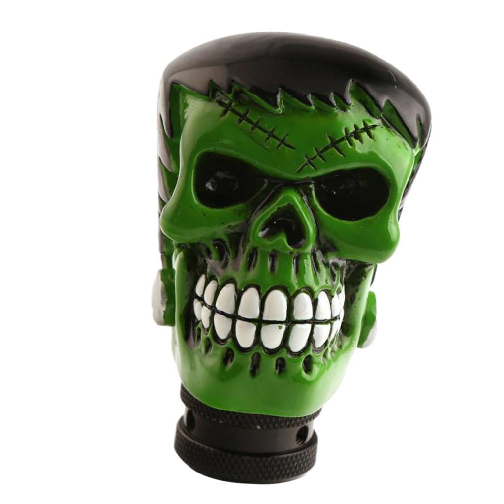 Universal Car Manual Gear Lever Head Eyebrow Skull Shifter Green