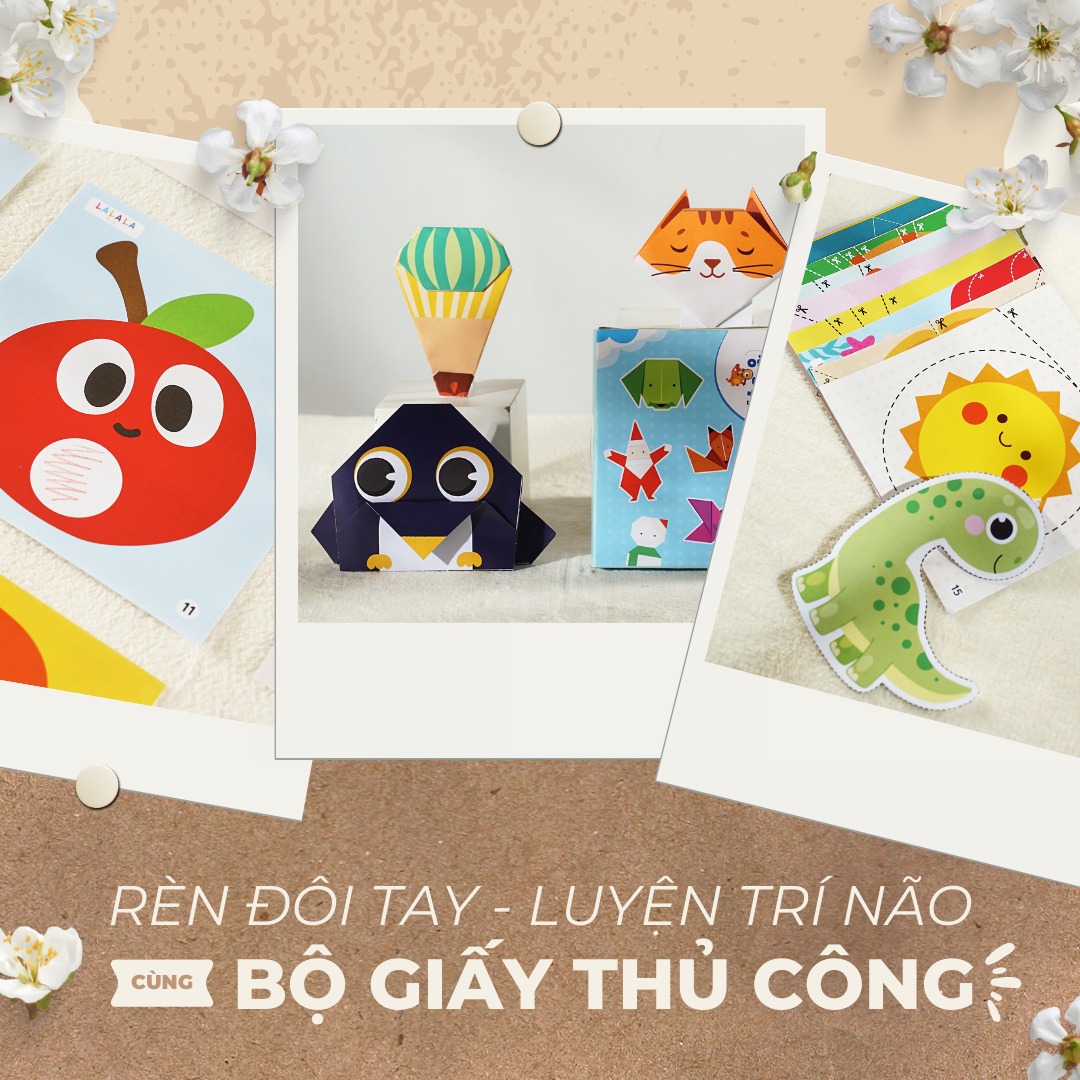 Bộ Đồ Chơi Giấy Thủ Công Lalala Baby Đa Kỹ Năng Cắt Dán - Tô Màu - Gấp Giấy Tay Khéo Não Tinh (Không bao gồm kéo + bút màu)