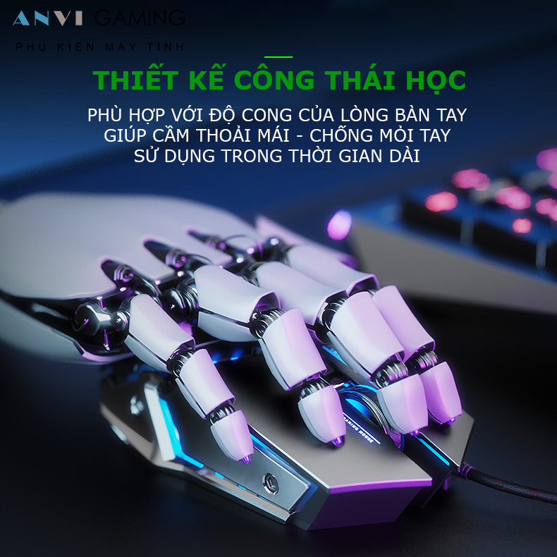 Chuột gaming có dây INPHIC PW2H, LED RGB, thiết kế mạnh mẽ, đế kim loại - 4000DPI- Hàng Nhập Khẩu