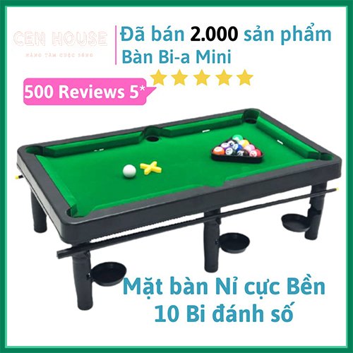 Bàn Bi a Mini, Bida Mini giá rẻ cho trẻ em và người lớn, 10 bi Không Đánh Số - Mặt bàn Nỉ không bong