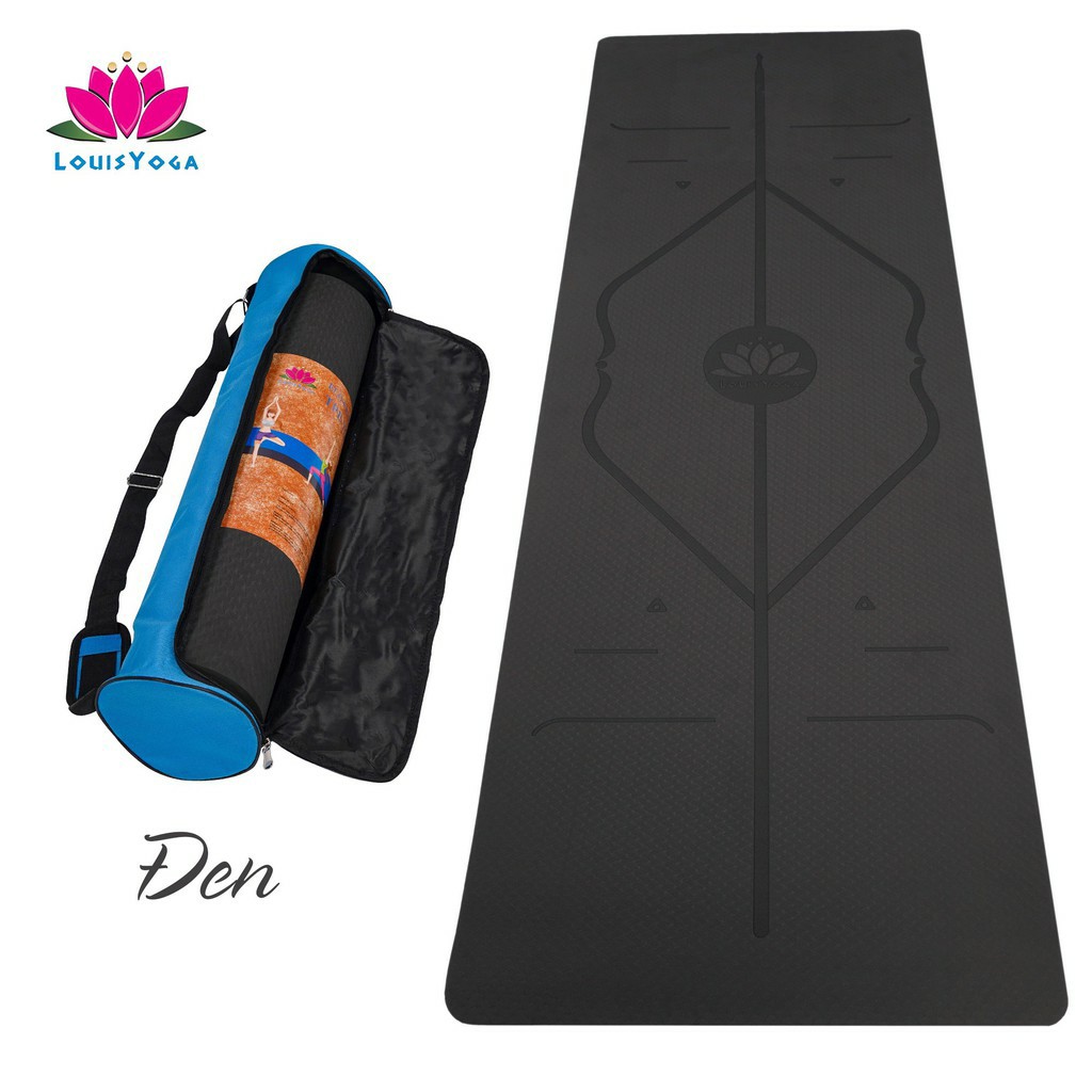 Tham tập yoga 8mm chất liệu TPE an toàn khi sử dụng dộ bám cao - Thương hiệu LOUIS YOGA - Xám - Túi