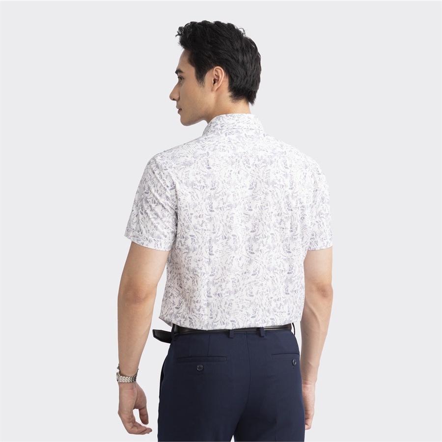 Áo sơ mi nam ngắn tay ARISTINO họa tiết trắng xanh in trẻ trung, ấn tượng - ASS054S3